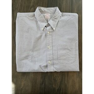 Brooks Brothers Shirt Mens XL Blue Check Button Down 100% Cotton Long Sleeve